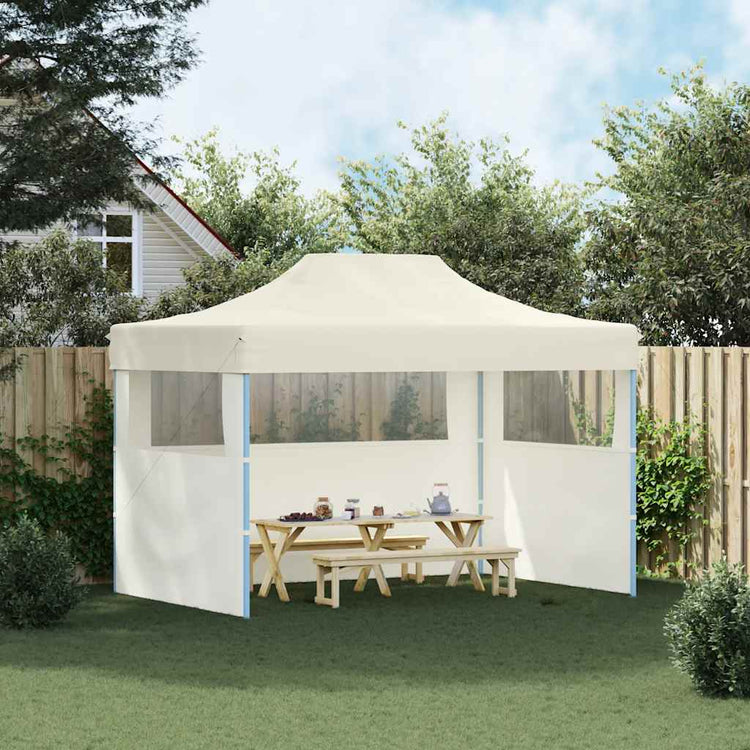 Tente de fête Vidaxl avec 3 murs latéraux pliables de 3x4 m crème en acier