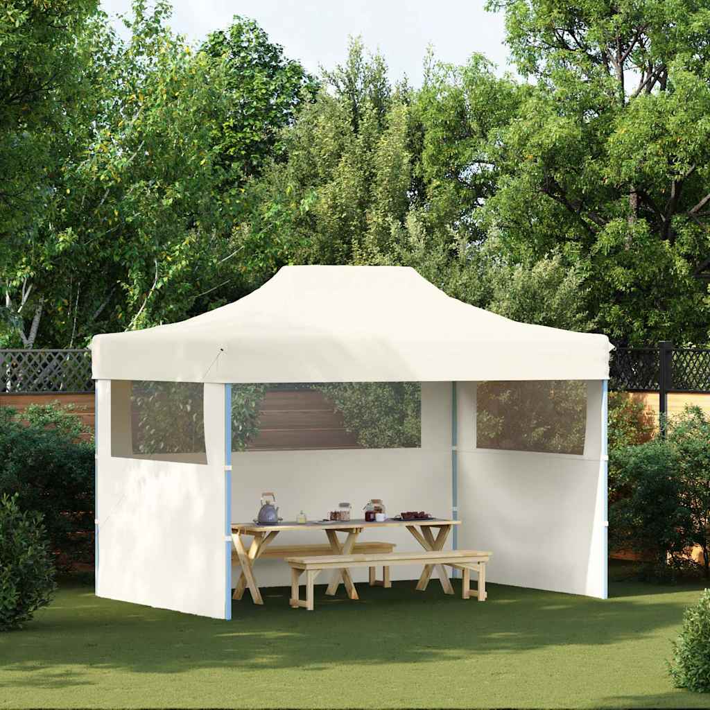 Tente de fête Vidaxl avec 3 murs latéraux pliables de 3x4 m crème en acier