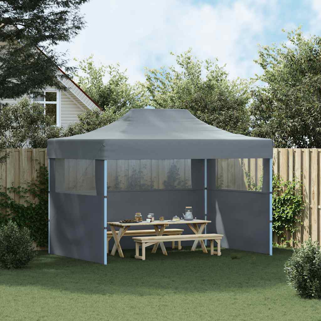 Tente de fête Vidaxl avec 3 murs latéraux pliables anthracite en acier de 3x4 m
