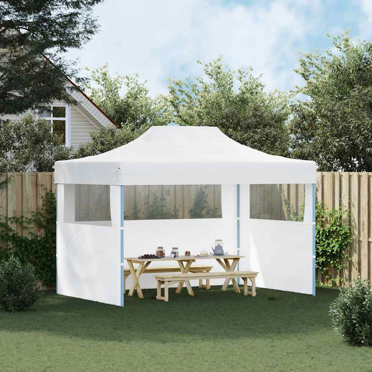 Tente de fête vidaxl avec 3 murs latéraux pliables 3x4 m en acier blanc