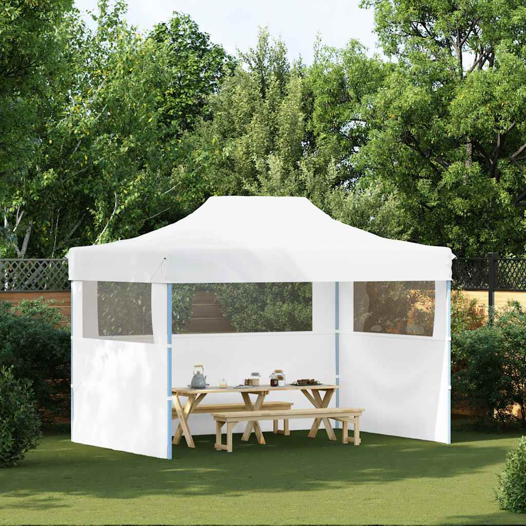 Tente de fête vidaxl avec 3 murs latéraux pliables 3x4 m en acier blanc