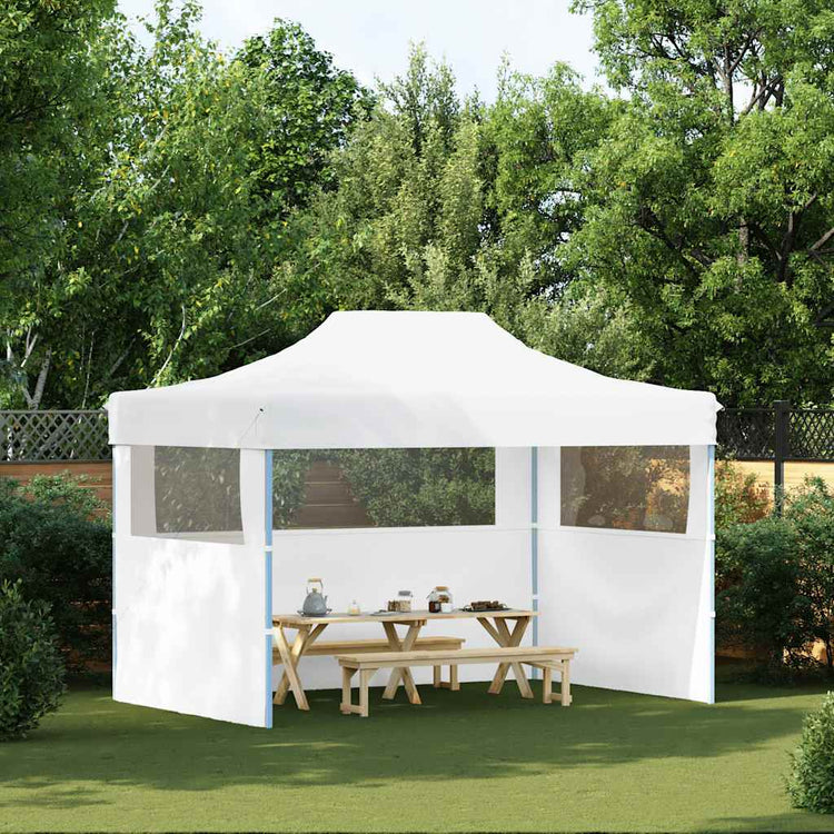 Tente de fête vidaxl avec 3 murs latéraux pliables 3x4 m en acier blanc