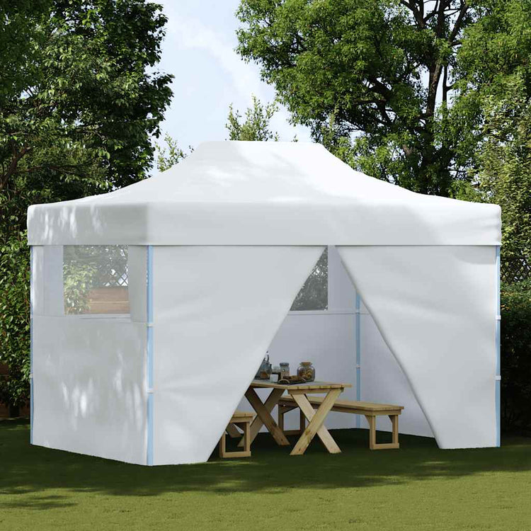 Tente de fête vidaxl avec 4 murs latéraux pliables 3x4 m en acier blanc
