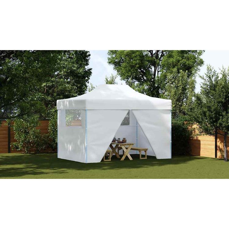 Tente de fête vidaxl avec 4 murs latéraux pliables 3x4 m en acier blanc