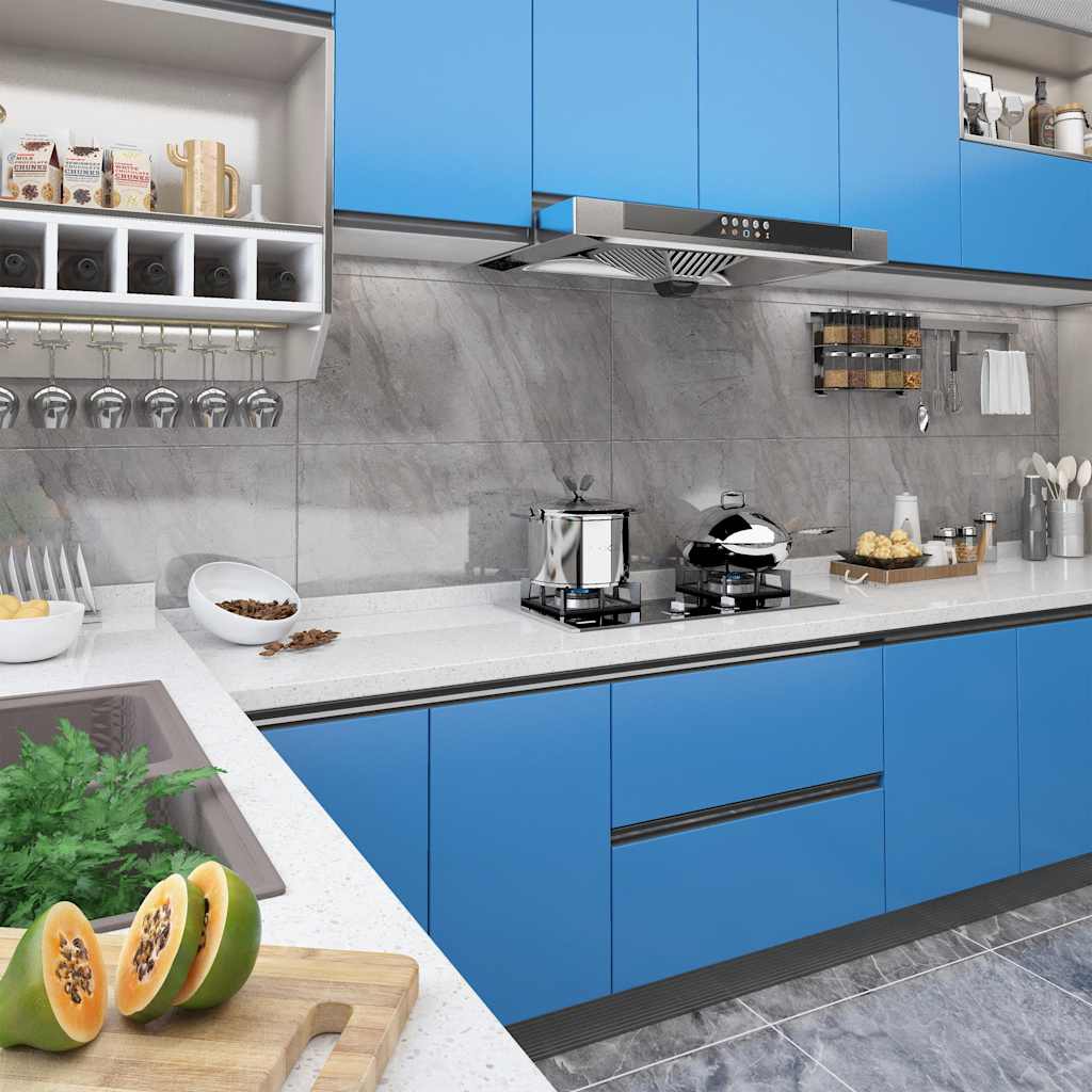 Vidaxl Meuble Huile auto-adhésive 500x90 cm PVC Azure Bleu