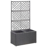 Vidaxl latwerkplantenbak élevé avec des pots 58x30x107 cm rattan noir - afbeelding 1