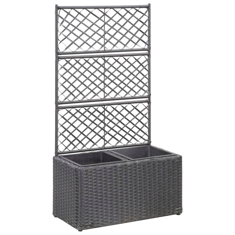 Vidaxl latwerkplantenbak élevé avec des pots 58x30x107 cm rattan noir