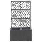 Vidaxl latwerkplantenbak élevé avec des pots 58x30x107 cm rattan noir - afbeelding 2