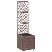 Vidaxl latwerkplantenbak élevé avec 1 pot 30x30x107 cm brun de rotin - afbeelding 1