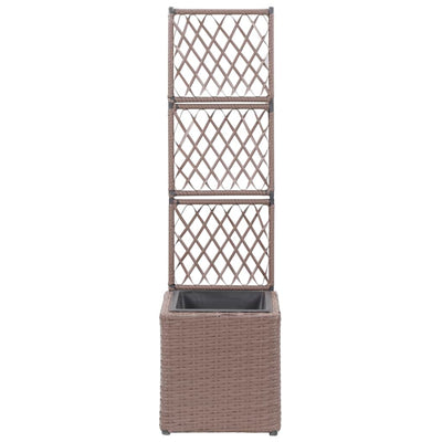 Vidaxl latwerkplantenbak élevé avec 1 pot 30x30x107 cm brun de rotin