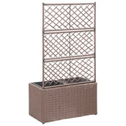 Vidaxl latwerkplantenbak élevé avec des pots 58x30x107 cm brun de rotin - afbeelding 3