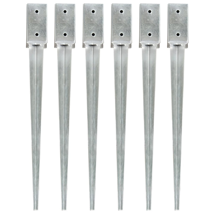 Pinses de sol vidaxl 6 pcs 7x7x75 cm en acier galvanisé en argent couleur