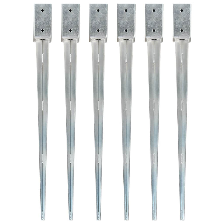 Pinses de sol vidaxl 6 pcs 7x7x90 cm en acier galvanisé en argent de couleur