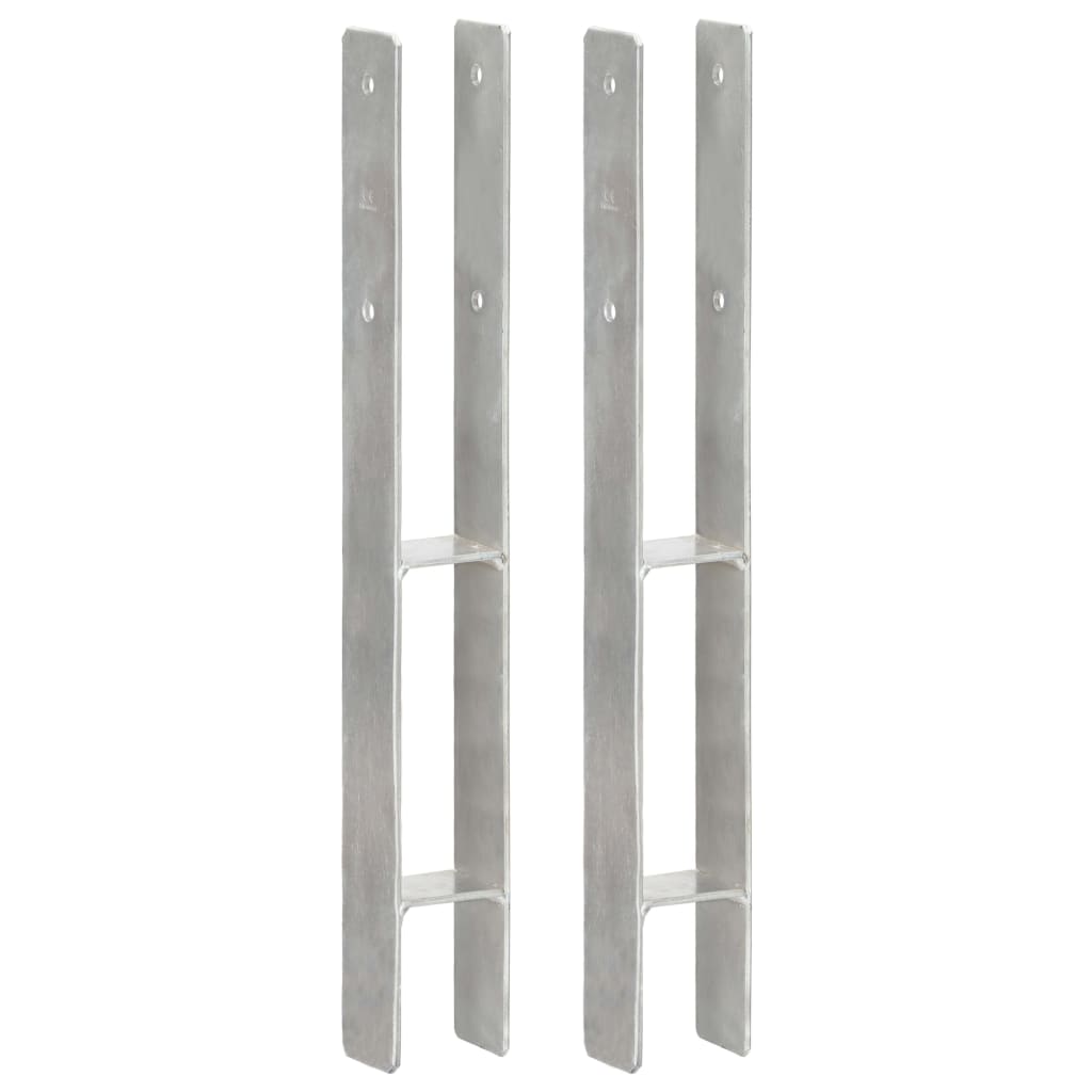 Vidaxl Ground ancrages 2 pcs 7x6x60 cm en acier galvanisé en acier de couleur