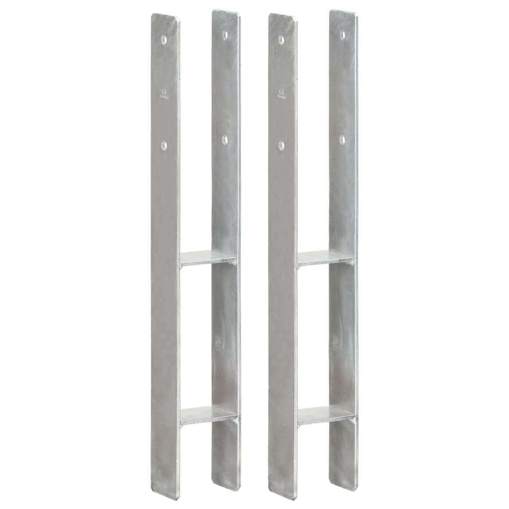 Vidaxl Ground ancrages 2 pcs 8x6x60 cm en acier galvanisé en acier de couleur