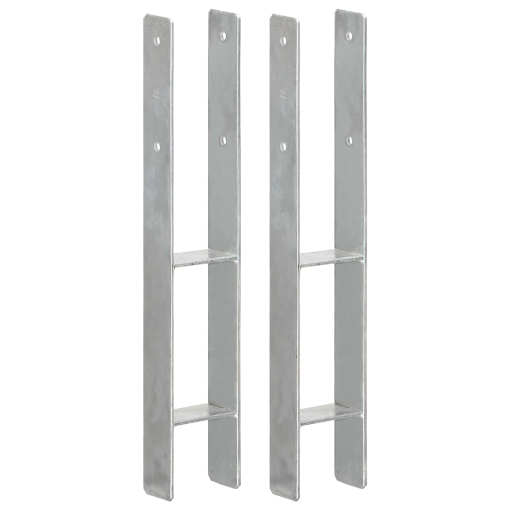 Vidaxx ancrages au sol 2 pcs 9x6x60 cm acier galvanisé couleur argent
