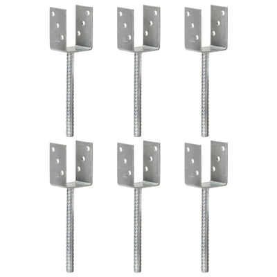 Vidaxl Ground ancrages 6 pcs 7x6x30 cm en acier galvanisé en argent coloré