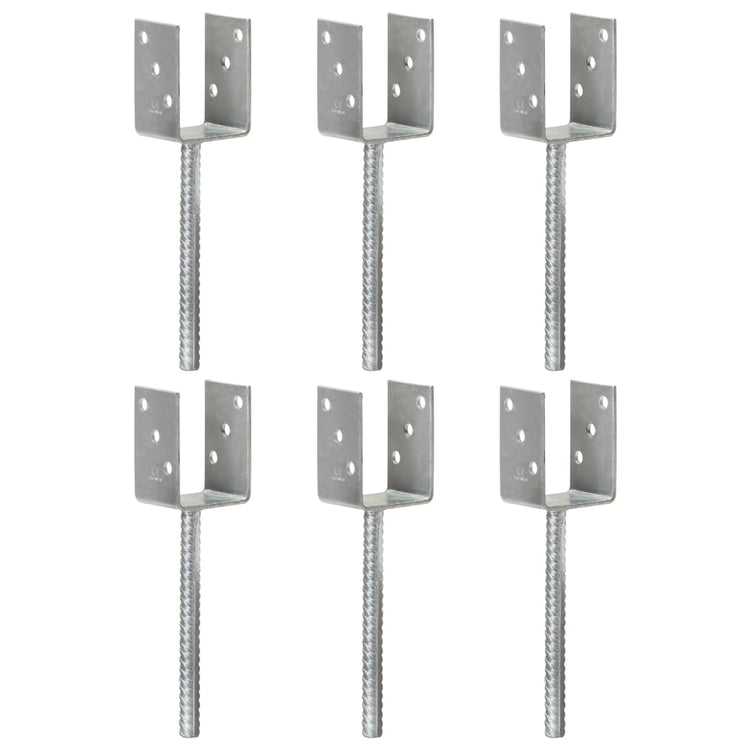 Vidaxl Ground ancrages 6 pcs 7x6x30 cm en acier galvanisé en argent coloré