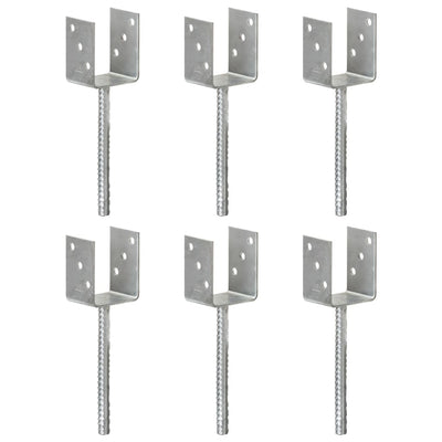 Vidaxl Ground ancrages 6 PCS 8x6x30 cm en acier galvanisé en acier de couleur