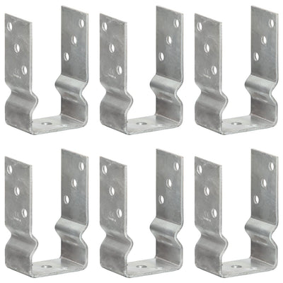 Vidaxl Ground ancrages 6 pcs 8x6x15 cm en acier galvanisé en acier de couleur