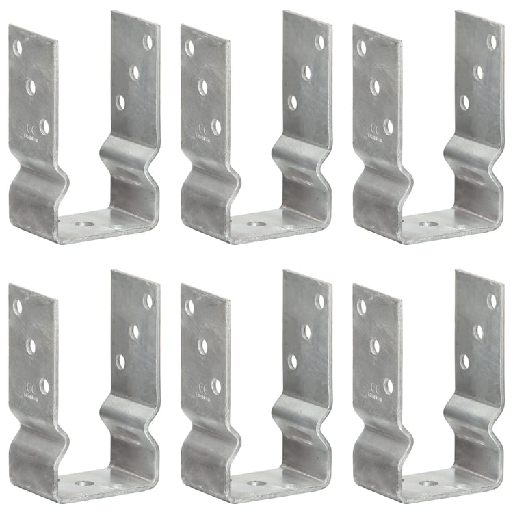 Vidaxl Ground ancrages 6 pcs 8x6x15 cm en acier galvanisé en acier de couleur