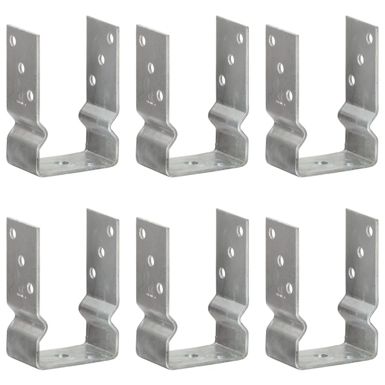 Vidaxl Ground ancrages 6 pcs 9x6x15 cm en acier galvanisé en acier de couleur