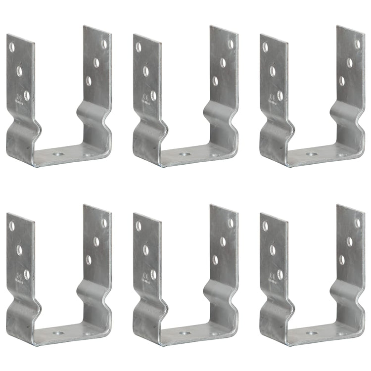 Vidaxl Ground ancrages 6 pcs 10x6x15 cm en acier galvanisé en acier de couleur