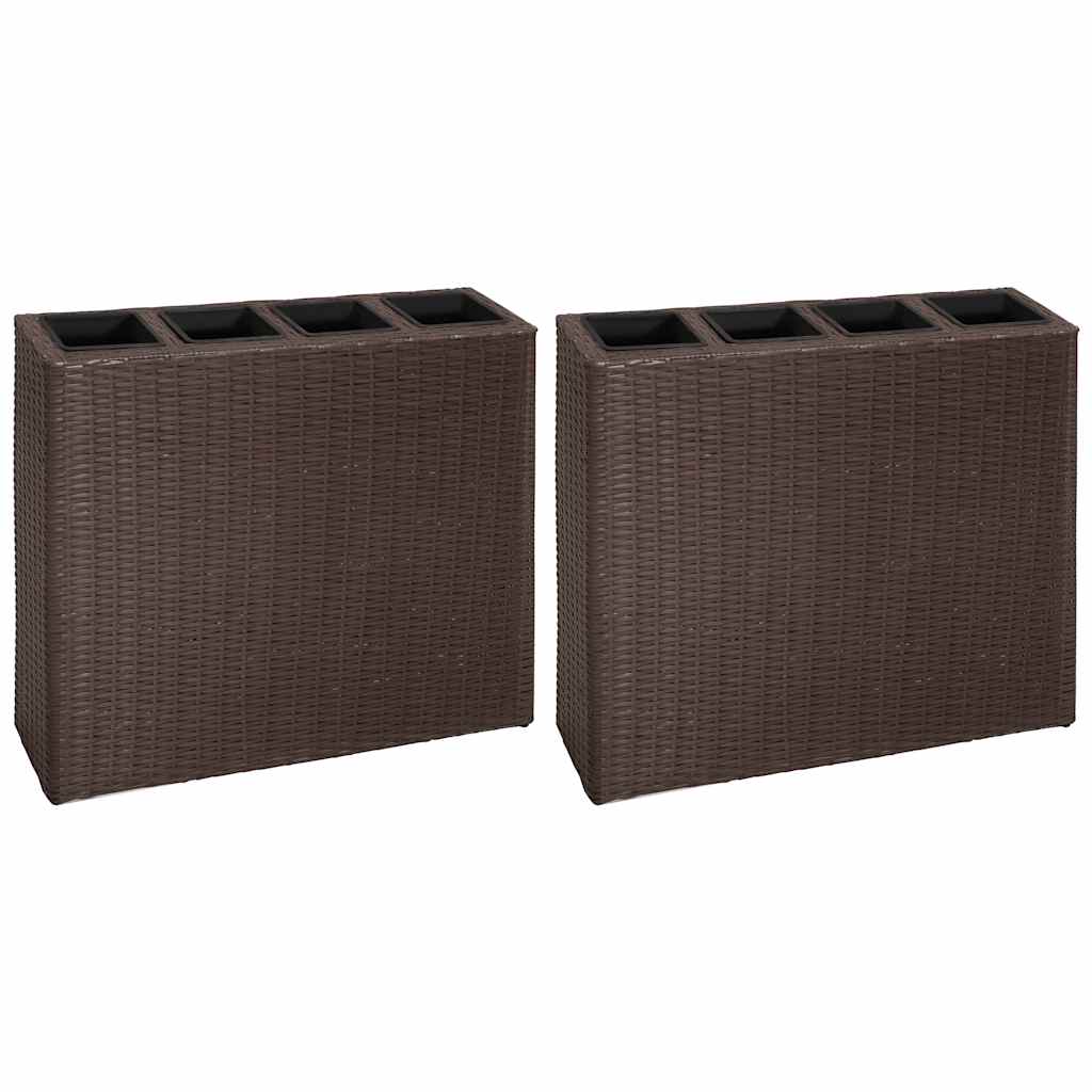 Vidaxl Planning Boîte élevée avec 4 pots 2 St Poly Rattan Brown