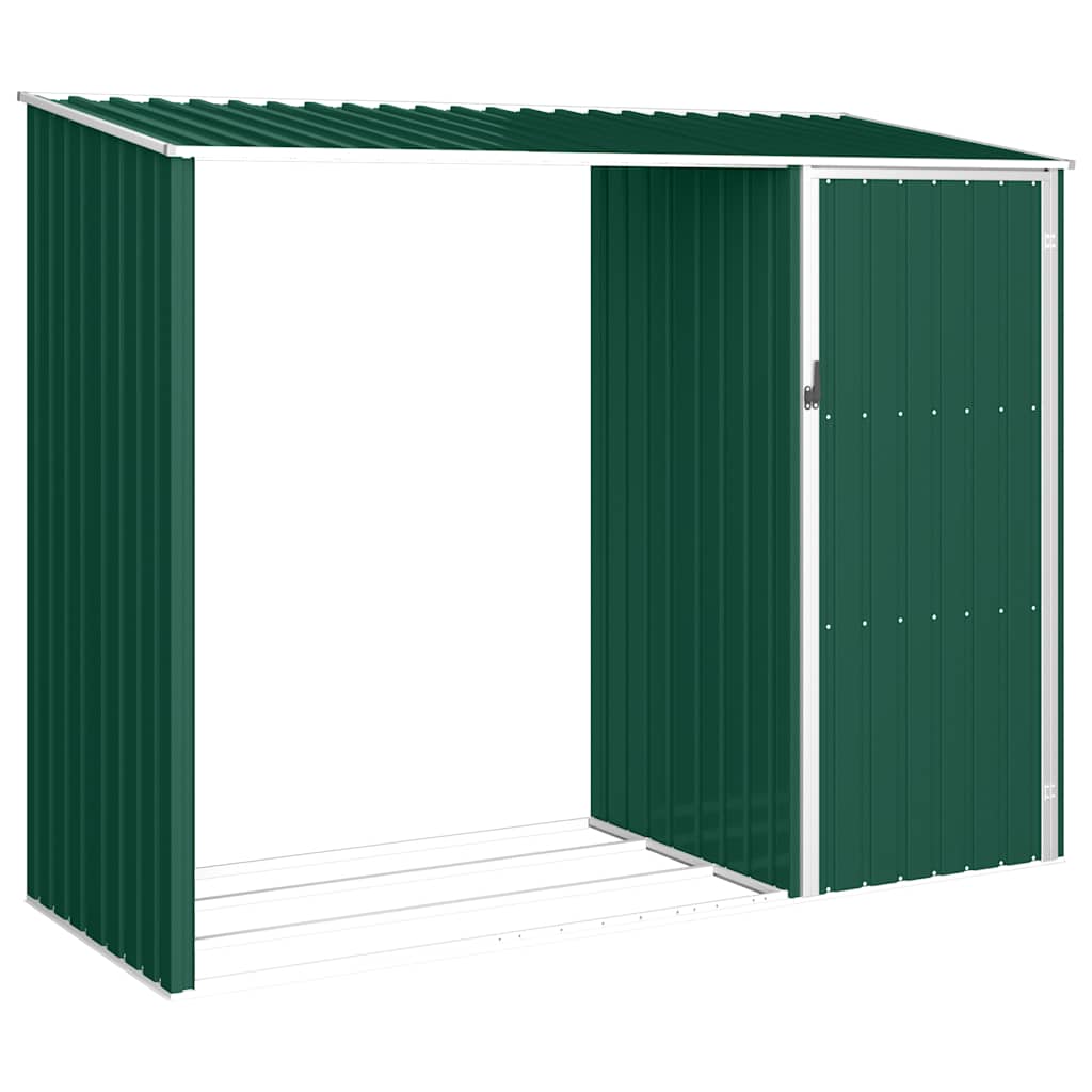 Vidaxl Firewood Shed 245x98x159 cm Galvanisé en acier vert
