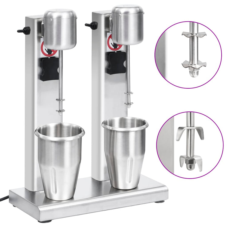 Vidaxl Milkshake Mixer avec doubles tasses en acier inoxydable 2 L