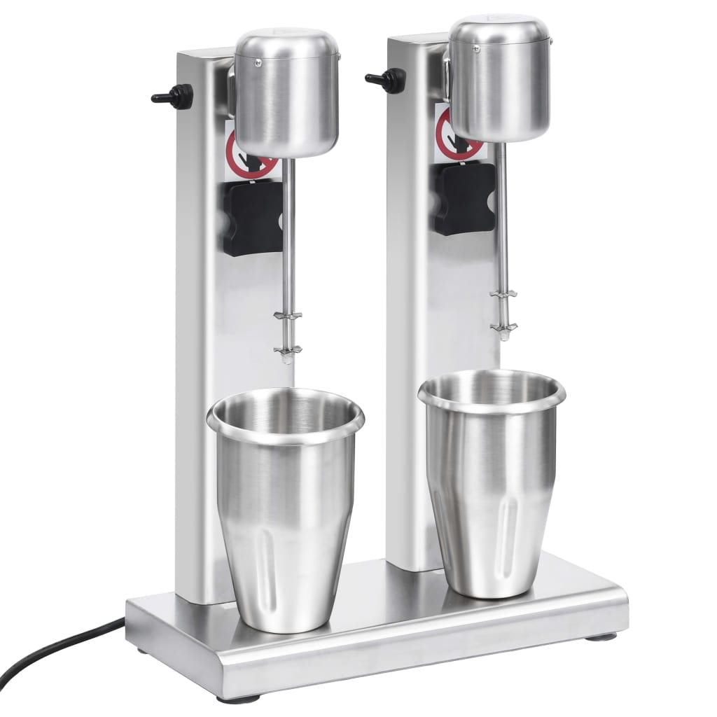 Vidaxl Milkshake Mixer avec doubles tasses en acier inoxydable 2 L