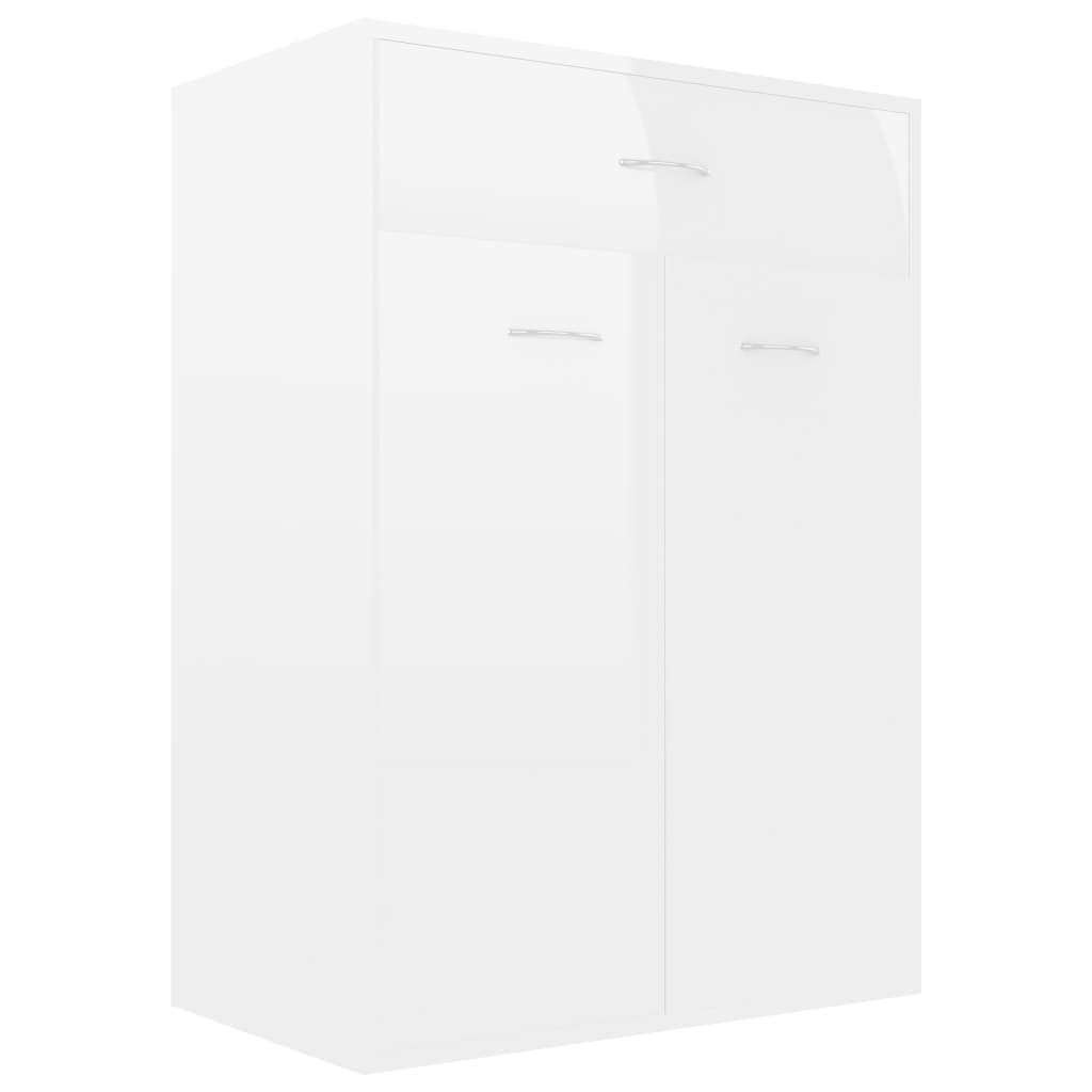 Armoire à chaussures vidaxl 60x35x84 cm en bois de bois haut brillant blanc
