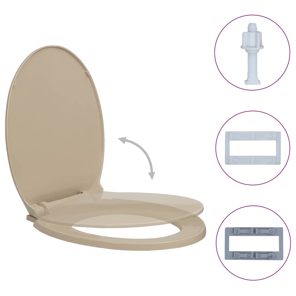 Vidaxl Sage de toilette Soft-Close Oval Beige