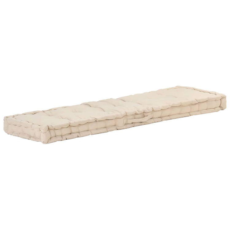 Coussin de plancher de palette vidaxl 120x40x7 cm beige coton