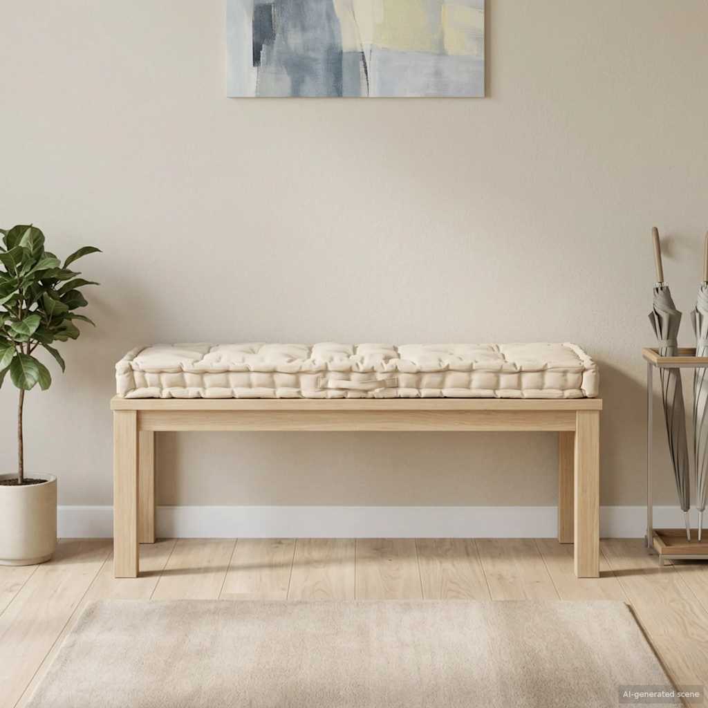 Coussin de plancher de palette vidaxl 120x40x7 cm beige coton