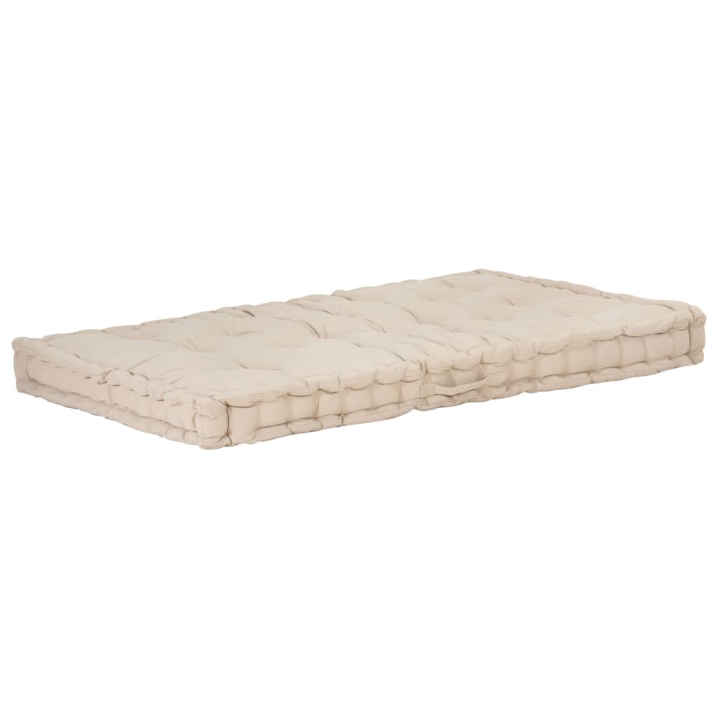 Coussin de plancher de palette vidaxl 120x80x10 cm beige coton