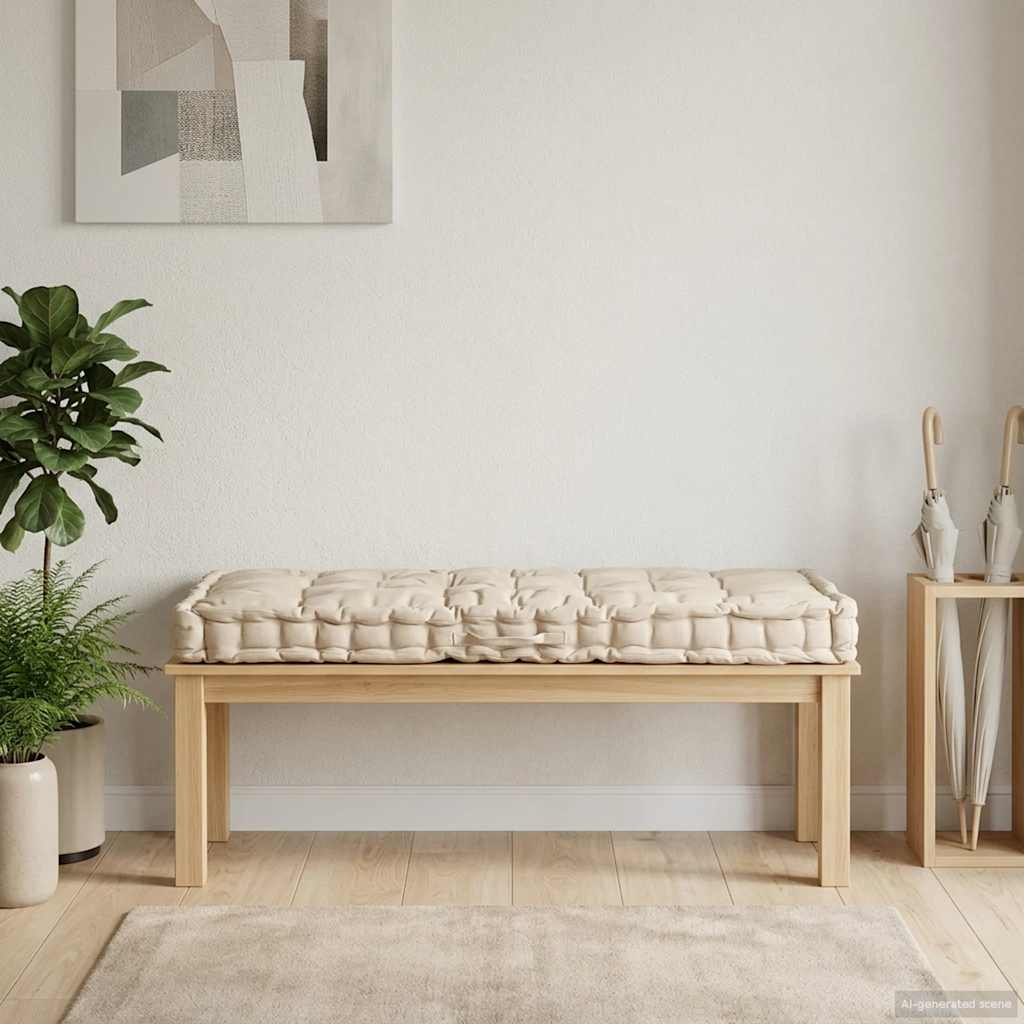 Coussin de plancher de palette vidaxl 120x80x10 cm beige coton