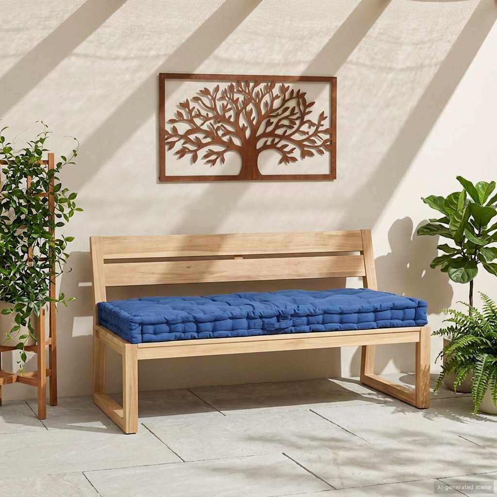 Coussin de plancher de palette Vidaxl 120x80x10 cm Coton bleu clair