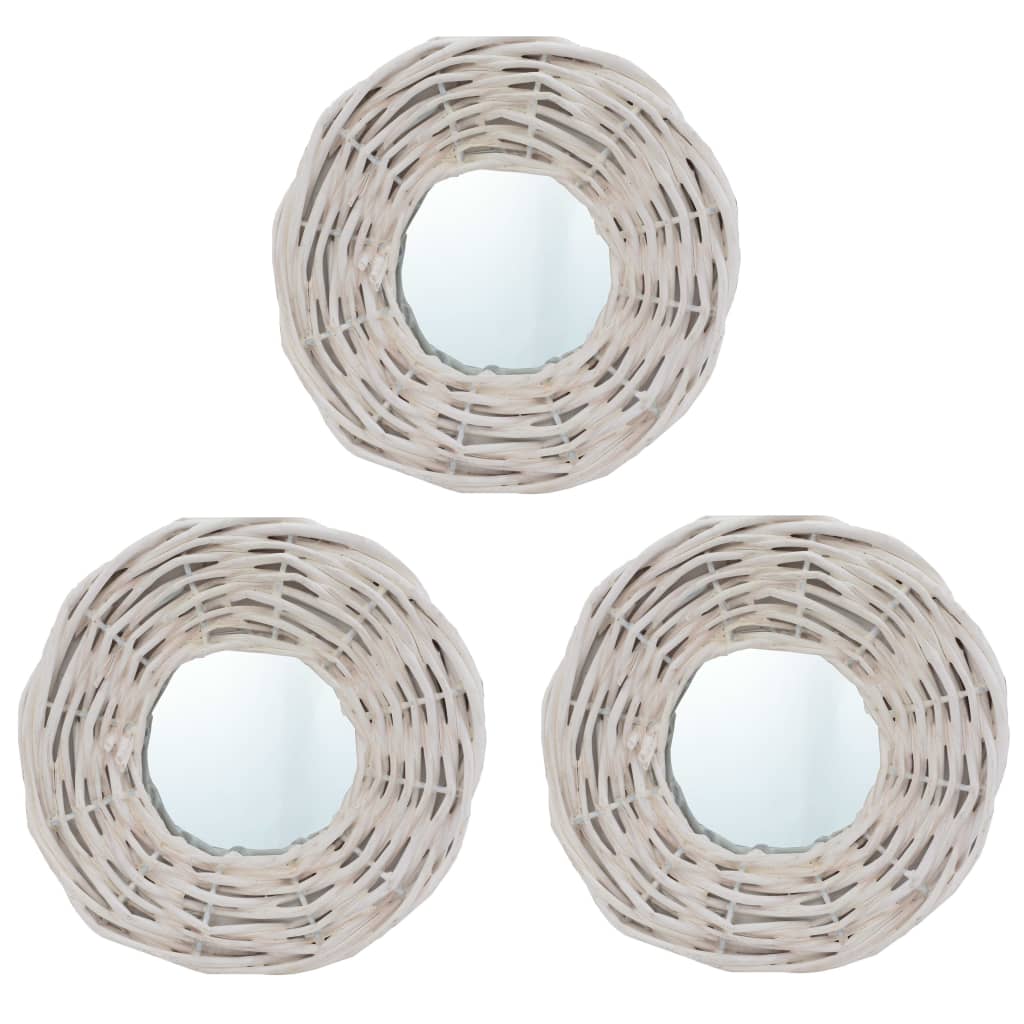 Vidaxl miroirs 3 st 15 cm en osier blanc