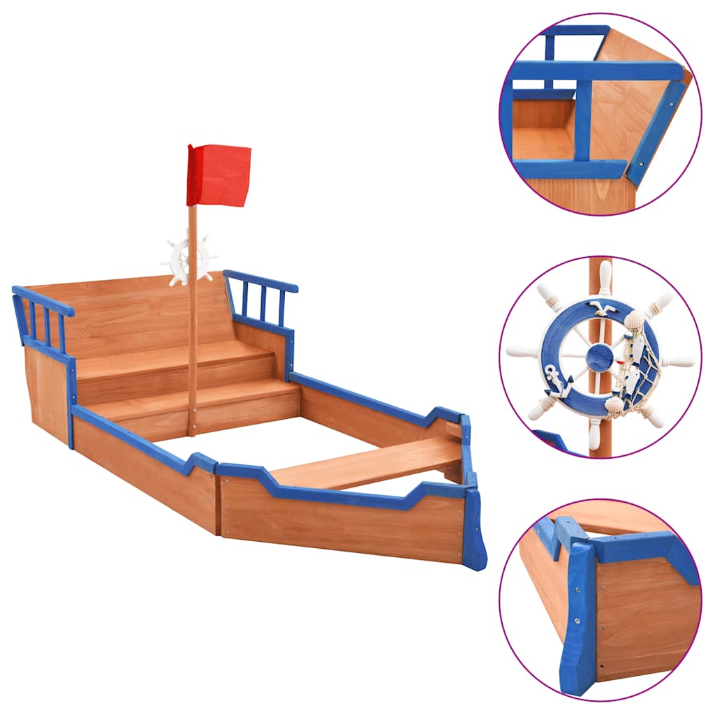 Vidaxx bac à sable bateau pirate 190x94,5x101 cm bois de pin