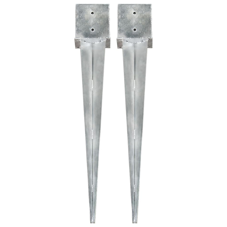 Vidaxx piquets de sol 2 pcs 14x14x91 cm acier galvanisé couleur argent