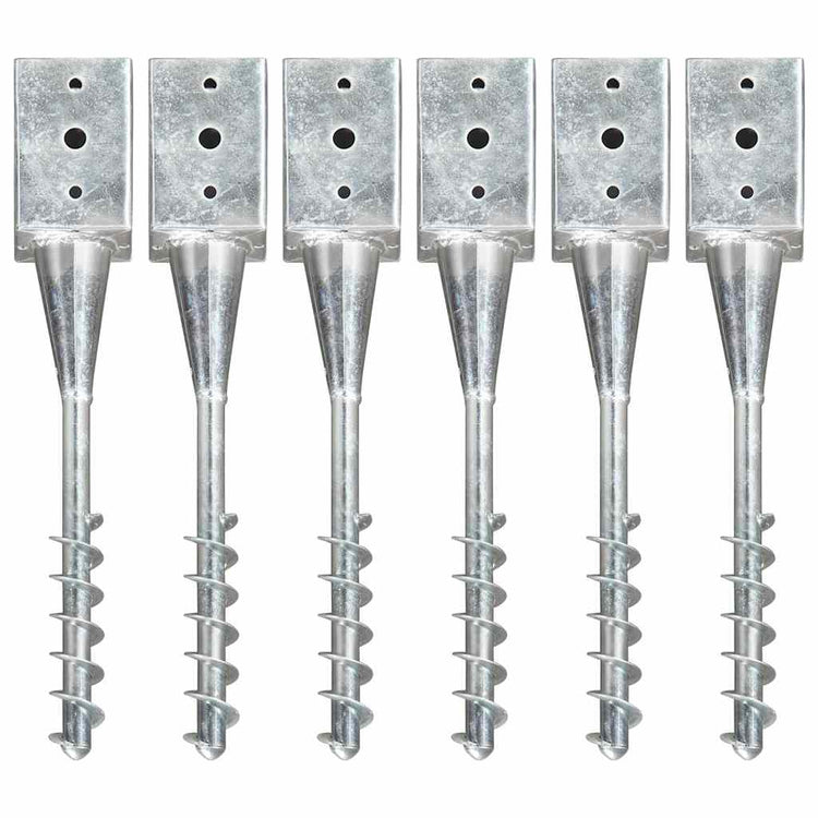 Pinses de sol vidaxl 6 pcs 9x9x56 cm en acier galvanisé en acier argent coloré