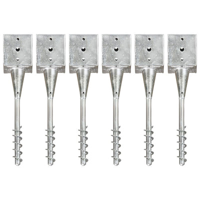 Pinses de sol vidaxl 6 pcs 12x12x56 cm en acier galvanisé de couleur argentée