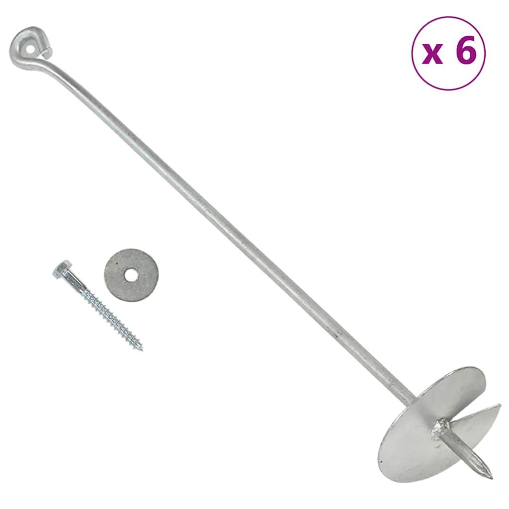 Vidaxl Ground ancrages 6 pcs 10x60 cm métal galvanisé