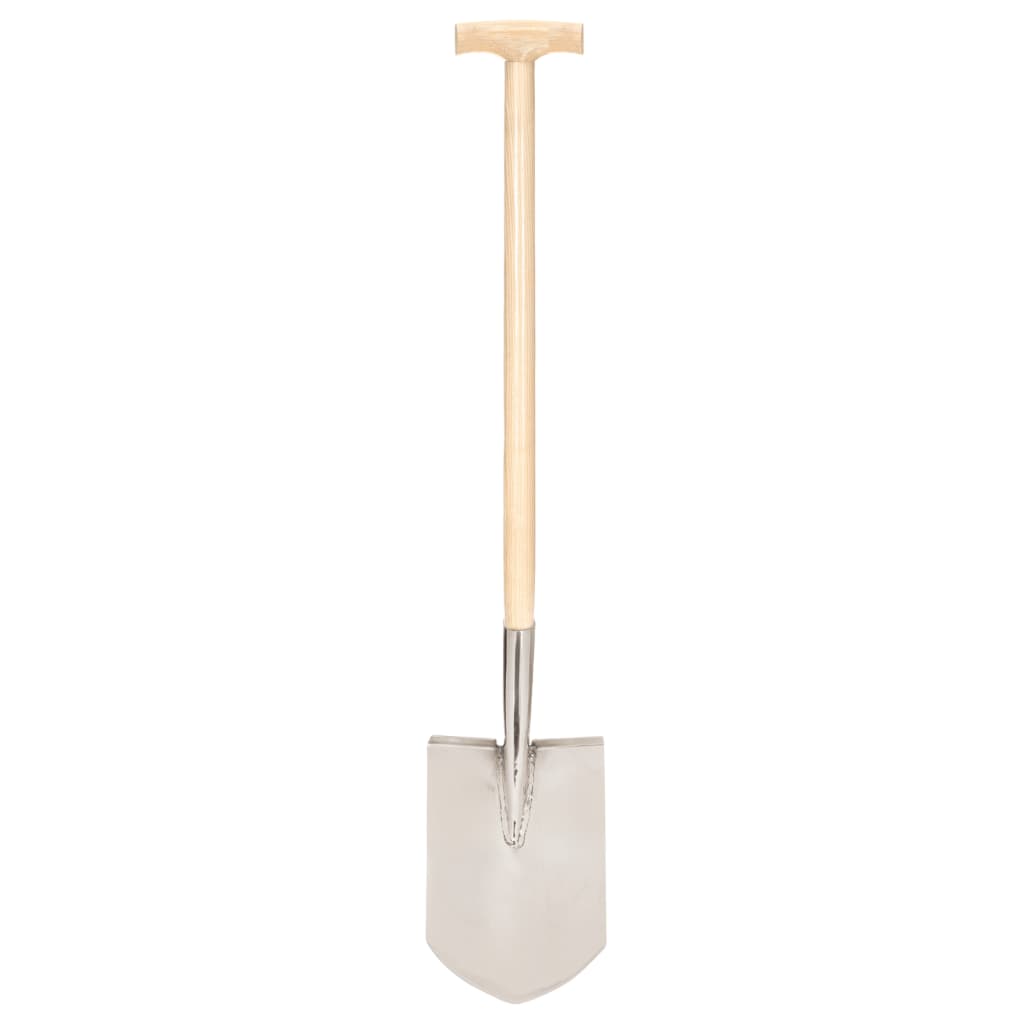 Vidaxl Puntspade T-handle en acier inoxydable et bois de cendre