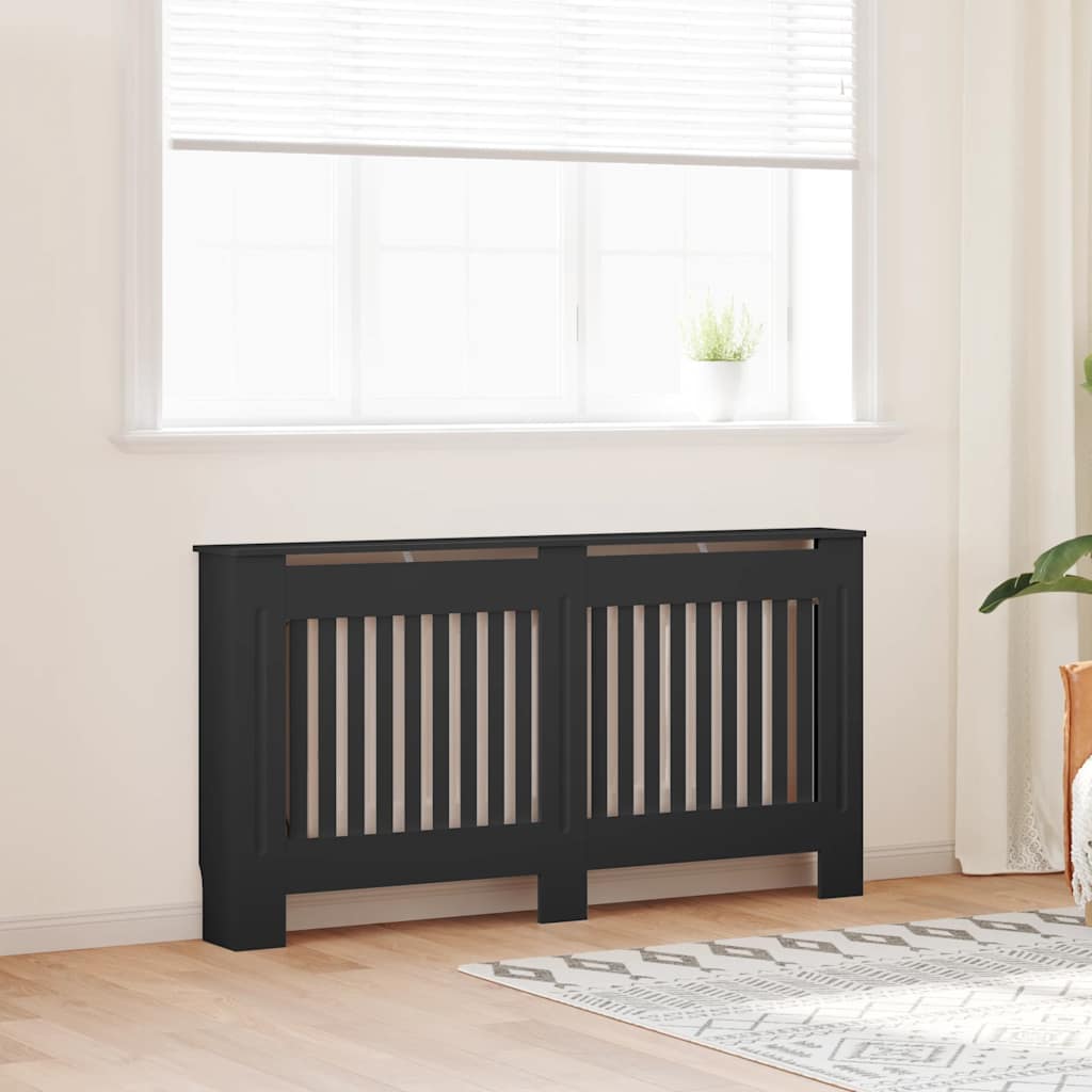 Construction de radiatorom vidaxl 152x19x81,5 cm mdf noir