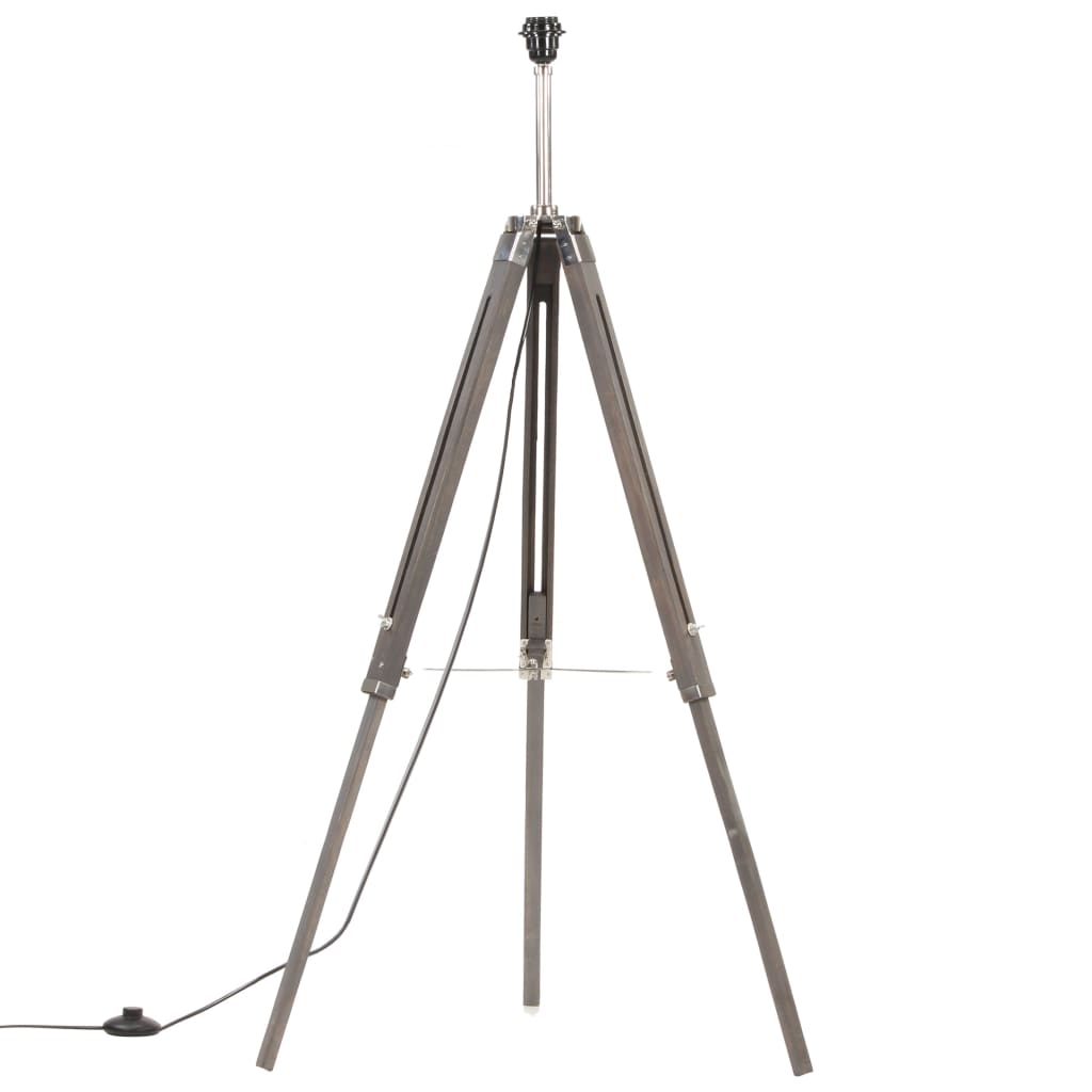 Lampadaire Vidaxl Driepoot 141 cm en teck massif gris et blanc