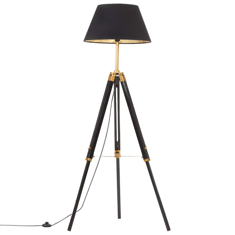 Lampadaire Vidaxl Driepoot 141 cm teck solide noir et or de couleur