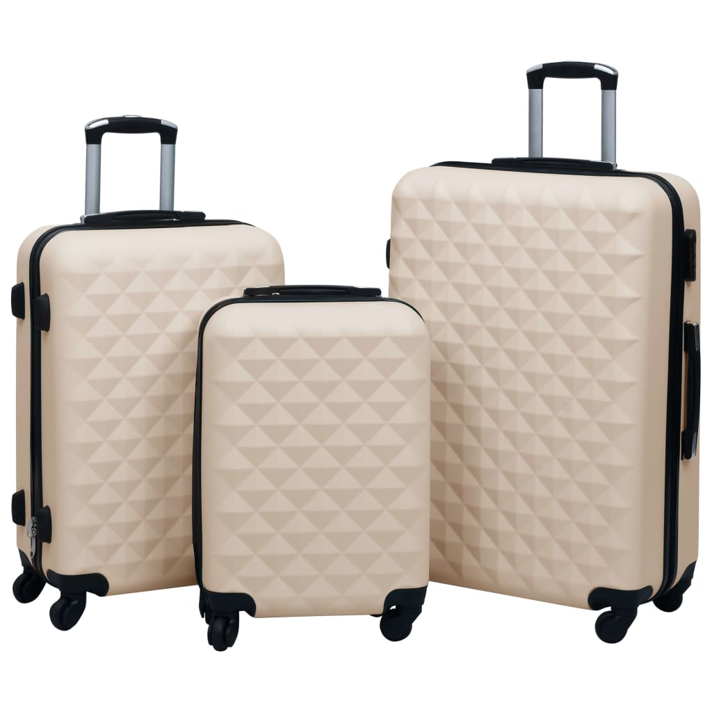Vidaxl Ensemble de bagages durs en 3 parties de couleur dorée