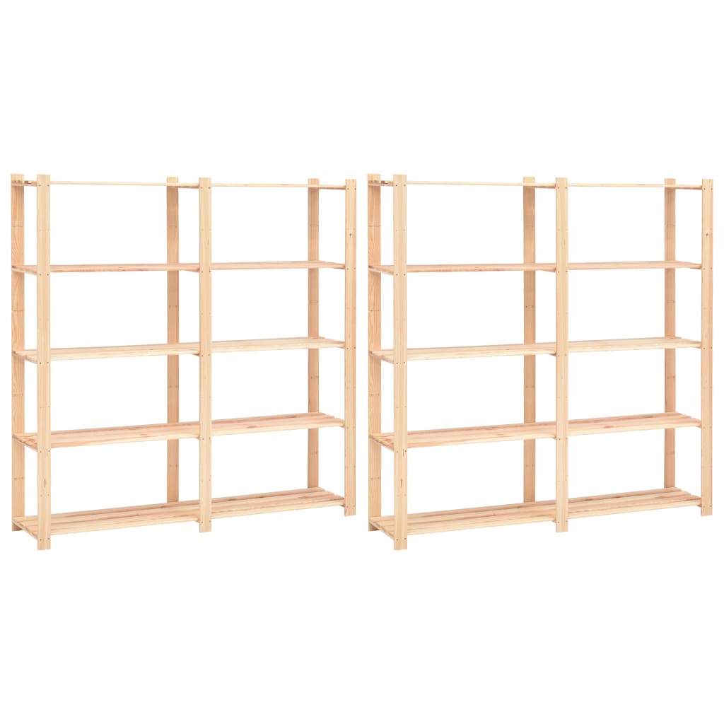 Racks de stockage Vidaxl 5 couches 2 PCS 170x38x170 cm Bois de pin 500 kg